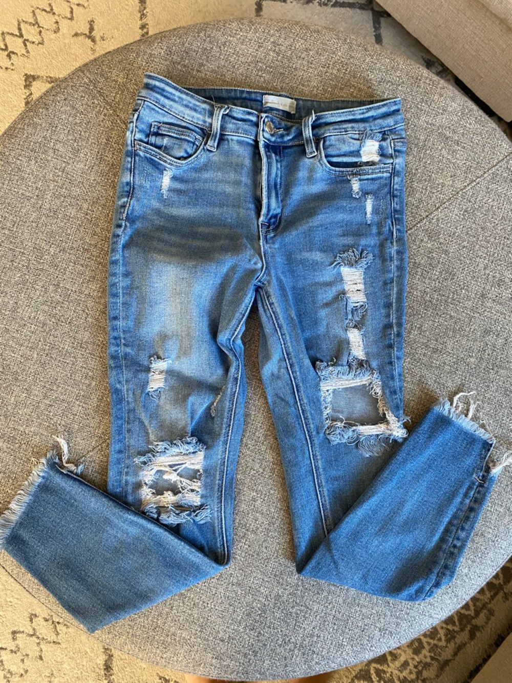 Altar'd State Distressed Light Blue Ripped Skinny Jeans